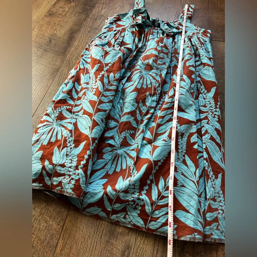 Janie and Jack Tropical Knotted Bow Sundress Blue and Brown‎ girls size 10